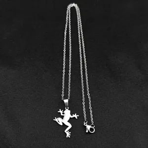 Süsser hüpfender Frosch Anhänger Halskette Edelstahltrend Schlüsselbeinkette Damenschmuck