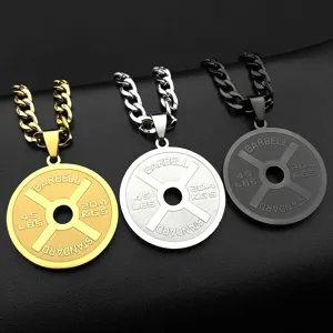 Edelstahl Hantelscheibe Anhänger Halskette Für Herren Damen Hip Hop Punk Fitness Studio Sport Schmuck Retro Street Panzerkette Halskette