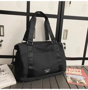 Black travel duffel bag large capacity lightweight gym bag waterproof fitness hand luggage bag