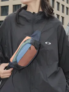 Marsupio Tattico Unisex in Nylon a Blocchi di Colore Borsa a Tracolla Funzionale da Petto per Sport all'Aperto Ciclismo