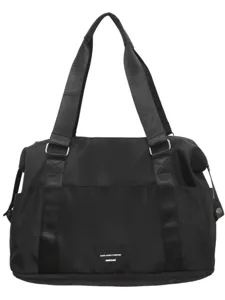 Black travel duffel bag lightweight large capacity gym sports bag with shoulder strap