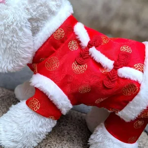 Rode huisdier Tang pak winter hondenkleding Chinese stijl feestelijke puppy warme jas