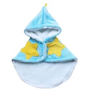 Cute winter pet cape with hood and star decor for small dogs and cats warm clothing