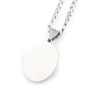 Collier pendentif ovale en métal couleur argent pour femmes bijoux de mode simple et élégant.