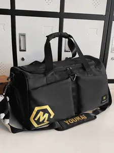 Zwarte grote sporttas reistas fitness tas voor zwemmen en reizen met natte droge scheiding.