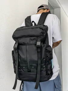 Utility large capacity black backpack for men and women, tactical travel sports daypack.