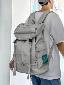 Stylish light grey tactical backpack with large capacity for travel and outdoor sports.