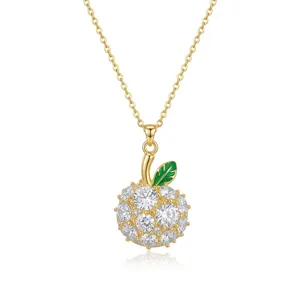 Goldene Apfel Anhänger Halskette Zirkonia Pave Kette Elegant Mode Schmuck für Frauen