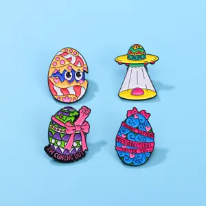 Kreative Cartoon Osterei Emaille Pins Legierung Tropf Öl Brosche Für Kleidung Rucksack Frohe Ostern Auferstehung Schmuck Geschenk