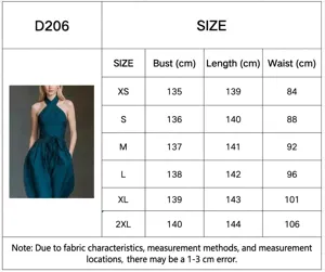 Detailed size chart and comprehensive measurement guide for the wide leg jumpsuit.