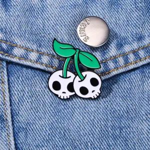 Punk style skull cherry enamel pin alloy brooch cartoon clothes decoration accessories badge