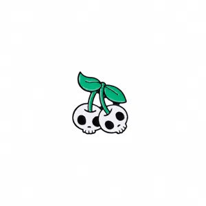 Punk cartoon skull cherry enamel brooch pin badge for clothes, bags and scarf decoration.