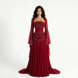 Stunning strapless sweetheart neckline floor-length evening dress with boned corset design.