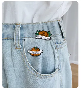 Thanksgiving turkey pumpkin enamel brooch pin set harvest festival clothing badge accessories