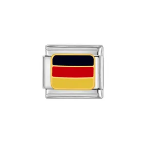 German flag Italian modular charm link stainless steel DIY bracelet jewelry accessory component.