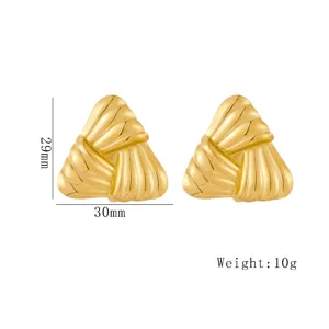Gold stainless steel geometric twisted triangle earrings chic minimalist women jewelry 29mm