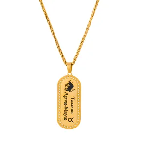 Details of the gold stainless steel Taurus zodiac necklace pendant, exquisite style for daily wear.
