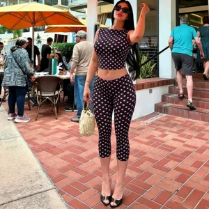 Vrouwen Zomer Polkadots Mouwloze Crop Top Capri Legging Tweedelig Outfit Streetwear