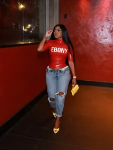Rotes Hochhals Kurzarm T-Shirt Y2K Streetwear sexy lässiges Top für Damen Sommer