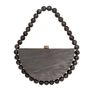 Acrylic half moon beaded handbag elegant retro evening clutch purse with marble texture