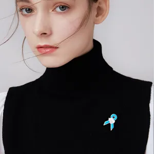Blaue Bewusstseins-Schleife Brosche Anstecknadel stilvolles Bekleidungszubehör Damen