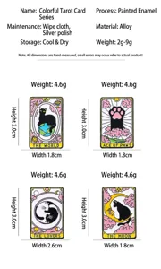 Katzen Tarot Karte Emaille Nadel Set Legierung Brosche süße Anime Abzeichen 4 Stk