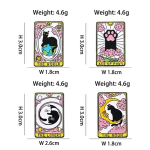 Niedliche Katzen Tarotkarten Emaillierte Anstecknadeln Vintage Metall Brosche Schmuck Geschenk.