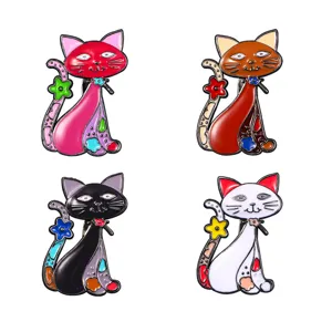 Mignonne broche chat peint émail pin boucle de foulard accessoires de mode pour vêtements