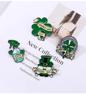 San Patrizio Smalto Spille Trifoglio Ferretto Gnomo Lega Spilla Verde Set Regalo
