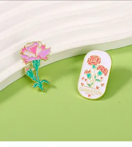 Enamel carnation brooch set, cute floral pin badge for clothes and bags, lovely gift.
