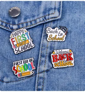 Ensemble de badges en émail thème école, jolie broche en alliage pour sacs et vestes.
