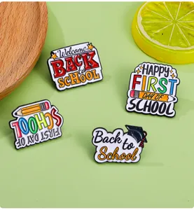 Joli set de broches en émail en alliage sur le thème de l'école, badges de rentrée pour sacs à dos.