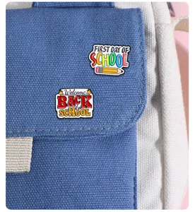 Joli ensemble de badges en émail de rentrée scolaire broche dessin animé sac à dos
