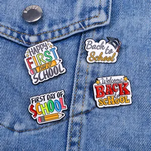 Dessin Animé Mignon Rentrée Scolaire Slogan Broche Émaillée Alliage Lettres Anglaises Épinglette Badge Sac À Dos Étudiant Vêtements Bijoux
