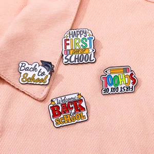 Set de broches en émail rentrée des classes, joli badge en alliage pour cartable et vêtements.