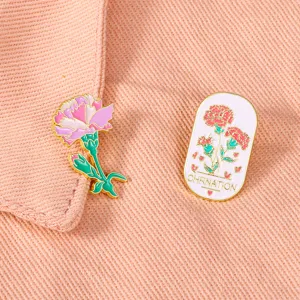 Carnation brooch enamel pin set floral fashion clothing backpack alloy badge decoration accessory