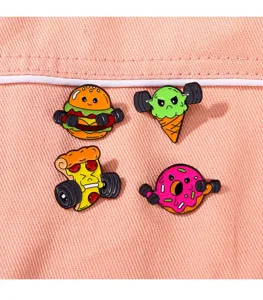 Süße Cartoon Lebensmittel Emailliernadeln Set, Burger Pizza Eiscreme Broschen für Jacken Deko.