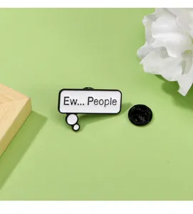Enamel brooch pin with funny speech bubble design, stylish metal badge for clothes and bags.