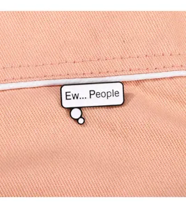 Enamel speech bubble pin with funny text, stylish metal brooch for clothes and bags decoration.