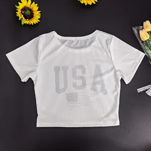 Locker geripptes Kurzarm-Crop-Top T-Shirt mit Rundhalsausschnitt für Damen Sommer