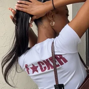 Sommer sexy kurzes Kurzarm T-Shirt für Damen Y2K Mode Streetwear mit Rückendruck.