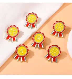 Enamel rhinestone award medal brooch set, student backpack decorative badge, creative gift.
