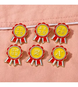 Cute rhinestone award medal brooch set, metal student star enamel pins for backpack and clothes.