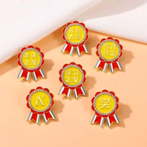 Alloy rhinestone award badge brooch set cute cartoon student school bag decorative pin gift