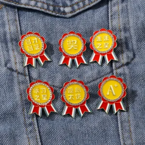 Creative rhinestone alloy award brooch badges set, cute student backpack clothing decor.