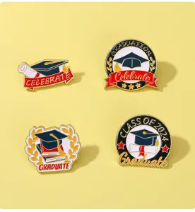 Ensemble de broches en email de graduation chapeau badge decor metal bijoux