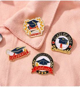 Set de pin's en émail de remise des diplômes badge chapeau de docteur décoration de sac