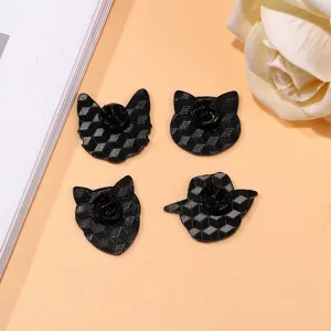 Set di spille in metallo smaltato con gatto di cartone animato, spilla nera per decorazione