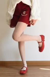 Women white heart jacquard sheer tights fleece lined pantyhose cute autumn winter daily wear