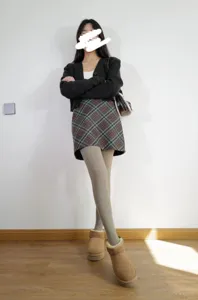 Collant spessi a coste vita alta color avena inverno donna calze calde e comode